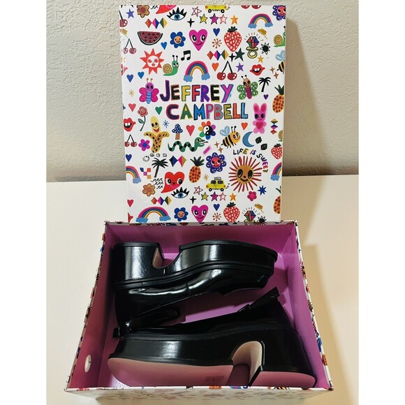 Jeffrey Campbell Lizzy Mary Jane Patent Leather Black Empath Platform SIZE 8 NEW - Picture 14 of 14